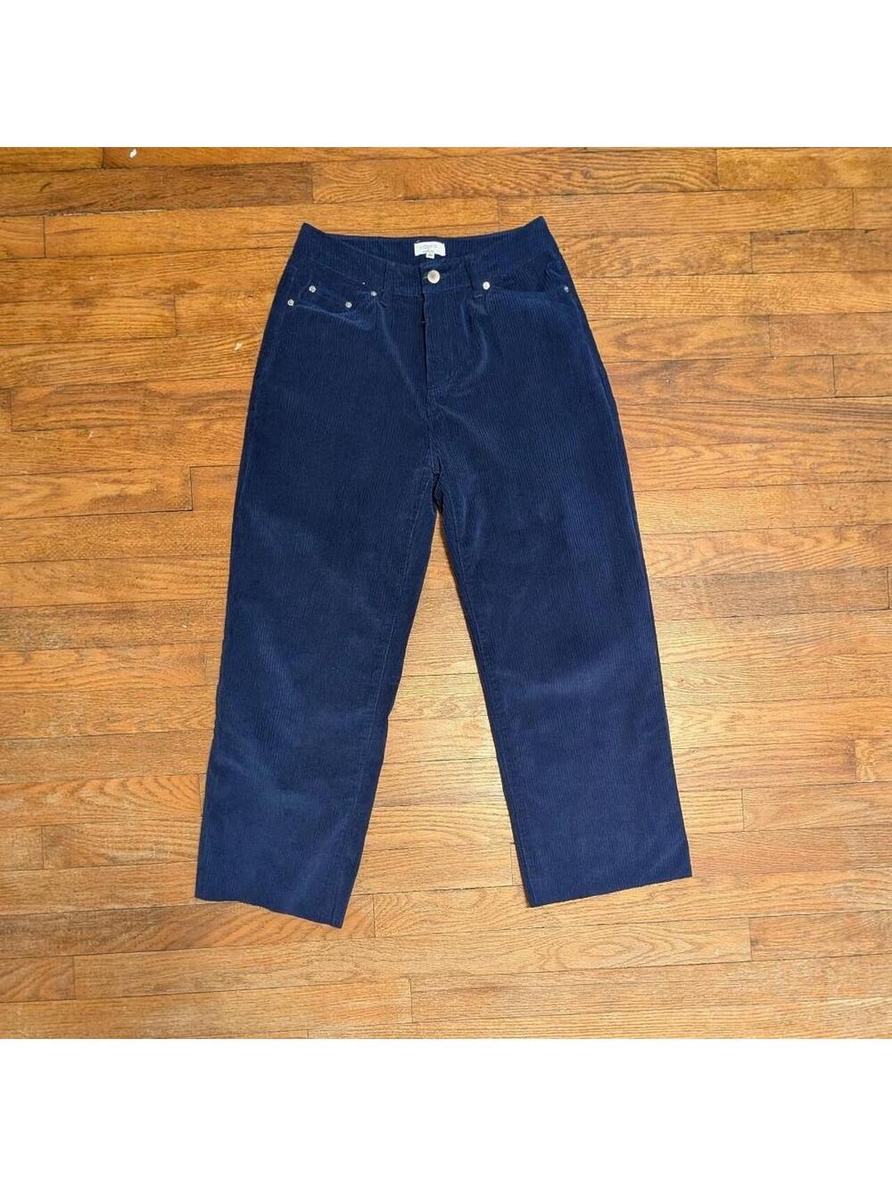 Cabana By Crown And Ivy High Waisted Cropped Corduroy Pants Royal Blue Wide 4